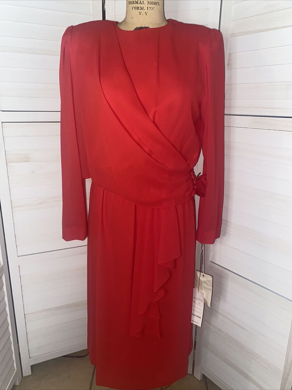 New With Tag Vintage 1980's Fully Lined Red Dress Size 10 Anne Kirk USA Made